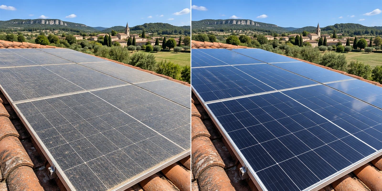 Simulation après nettoyage de panneaux solaires